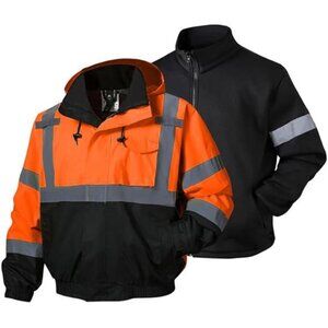 New 3-in-1 High Visibility Winter Bomber Jackets Zip Out Fleece Liner